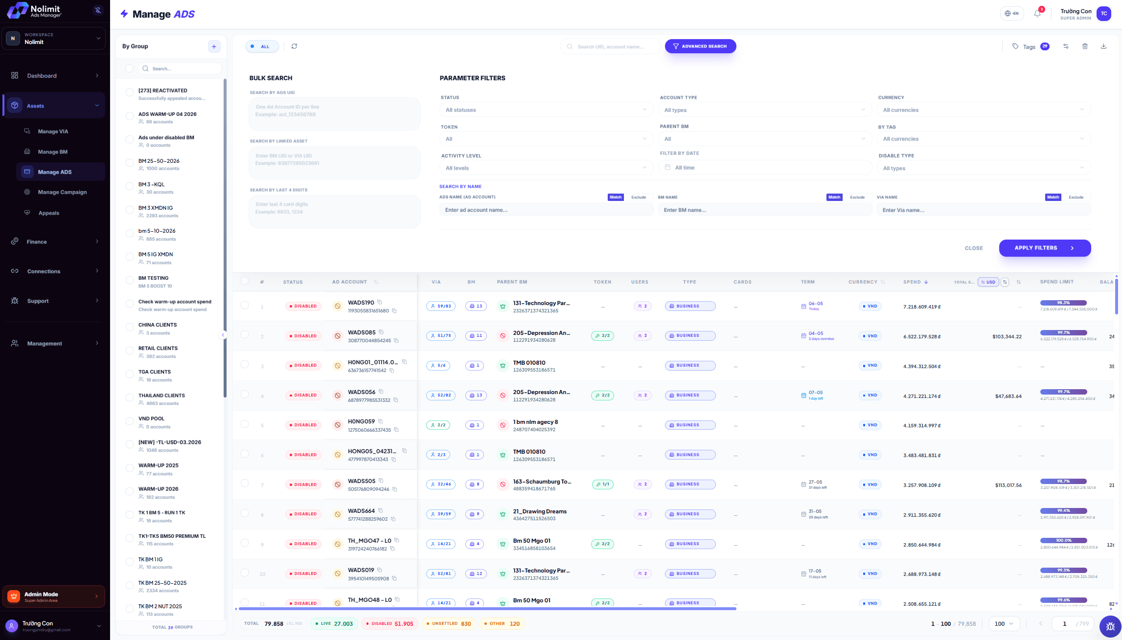 Manage VIA · Business Manager · Ad accounts